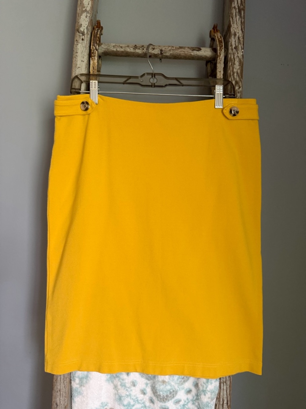 89th & Madison Yellow Pencil Skirt with Button Waist Tabs
